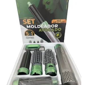 CEPILLO SECADOR  y  RIZADOR 5 EN 1 AGUACATE GRIS