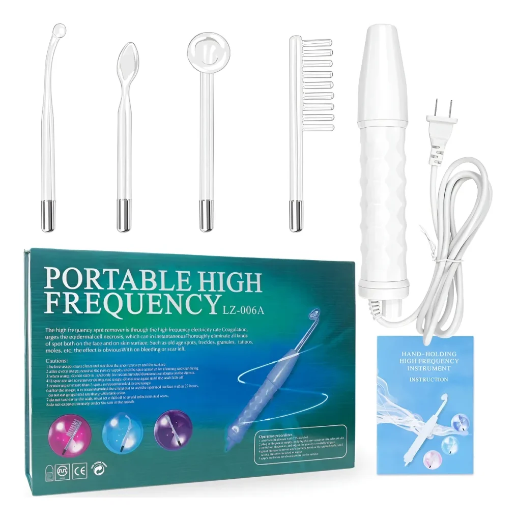 ALTA FRECUENCIA PORTÁTIL FACIAL Y CORPORAL 4 ELECTRODOS 110/220V BLANCO