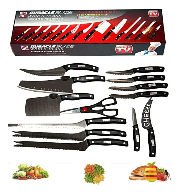 JUEGO SET DE CUCHILLOS CORTES PROFESIONALES MIBACLE 13 PZ