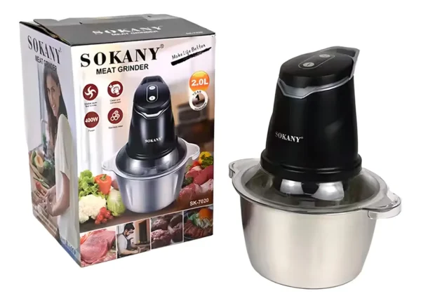 PROCESADOR ALIMENTOS SOKANY 400W 2L NEGRO PLATEADO MODELO SK-7013