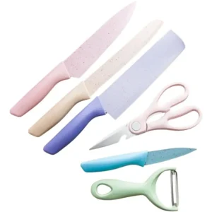 SET DE CUCHILLOS COLORES PASTEL X6 PIEZAS COLOR TONOS PASTELES