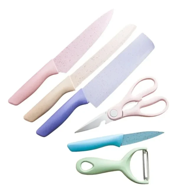 SET DE CUCHILLOS COLORES PASTEL X6 PIEZAS COLOR TONOS PASTELES