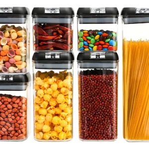 ORGANIZADOR FRASCO HERMETICO COCINA TUPPER RECIPIENTE X7 COLOR NEGRO