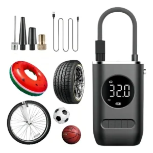 INFLADOR DE LLANTAS PORTABLE COMPRESOR CARRO MOTO BALON COLOR NEGRO FASE ELÉCTRICA MONOFÁSICA 110V/220V