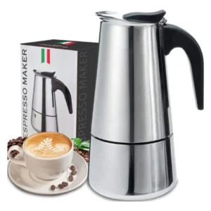 CAFETERA ITALIANA ESPRESSO MAKER ACERO QUIRURGICO 9 TAZAS PLATEADO ESPRESSO