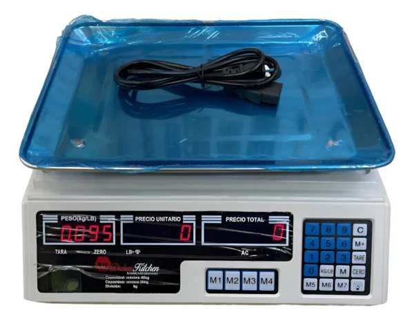 BALANZA LIQUIDADORA ELECTRÓNICA 40KG DIGITAL GRAMO EN GRAMO 110V BLANCO
