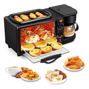 HORNO ELÉCTRICO 3 EN 1 BOMA NEGRO CAFETERA 400ML TOSTADOR MESA