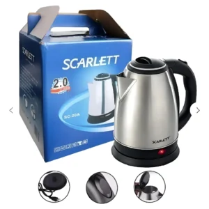 HERVIDOR ELÉCTRICO TOP SCARLET 2L CALENTADOR DE AGUA RÁPIDO GRIS 1.2V