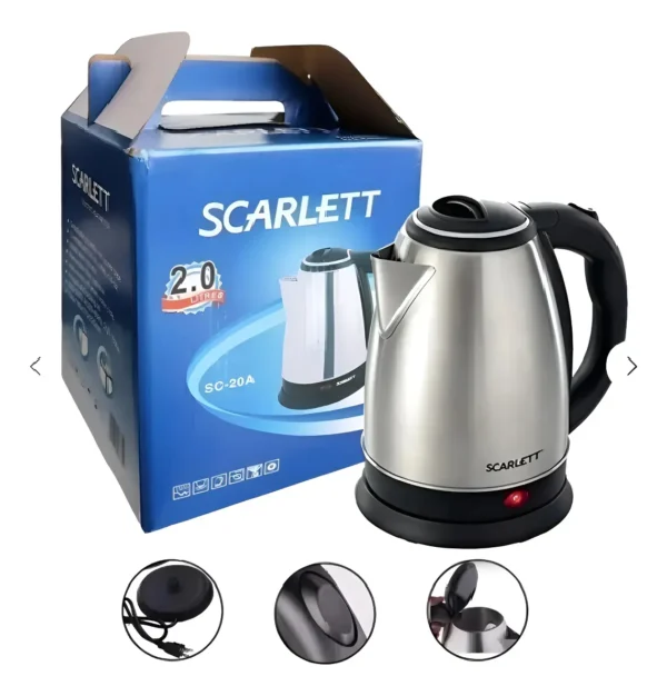 HERVIDOR ELÉCTRICO TOP SCARLET 2L CALENTADOR DE AGUA RÁPIDO GRIS 1.2V