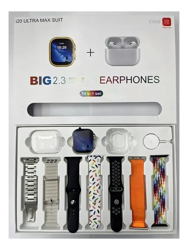 HIWATCH PLUS I20 ULTRA MAX SUIT SMARTWATCH TITANIO NFC + AIRPODS + 7 CORREAS
